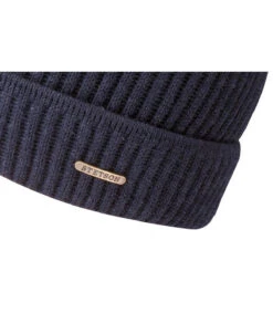 Stetson Beanie Merino Wool Navy -Mode Chapeaux Magasin beanie merino wool navybonnet20revers20bleu20laine