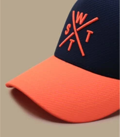 WATTS Cassquette Tribe Bleu Marine Orange Fluo -Mode Chapeaux Magasin cassquette tribe bleu marine orange fluo 2