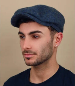 Stetson Driver Cap Wool Herringbon Blue