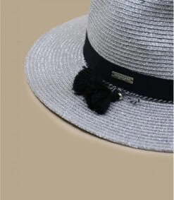 Seeberger Fedora In Shiny Braid Light Grey -Mode Chapeaux Magasin fedora in shiny braid light grey