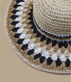 Seeberger Floppy Multicolor Linen White Black -Mode Chapeaux Magasin floppy multicolor linen white black 3
