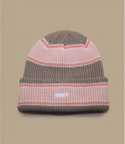 OBEY Future Stripe Beanie Pink Putty -Mode Chapeaux Magasin future stripe beanie pink putty 1