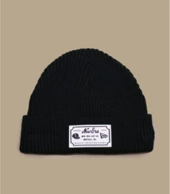 NEW ERA NE Patch Short Cuff Beanie Black -Mode Chapeaux Magasin ne patch short cuff beanie black 1
