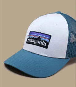 Patagonia Trucker P6 Lo Pro White Wavy Blue -Mode Chapeaux Magasin trucker p6 lo pro white wavy blue 2