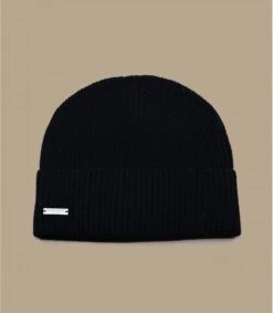 Seeberger Turn Up Beanie In Recycled Yarn Black -Mode Chapeaux Magasin turn up beanie in recycled yarn black 1