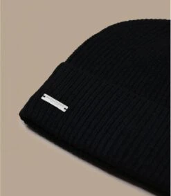 Seeberger Turn Up Beanie In Recycled Yarn Black -Mode Chapeaux Magasin turn up beanie in recycled yarn black 2